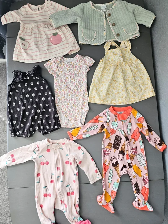 Baby Girl 0-3M Clothes Bundle | Carter’s, Honest & Cloud Island | 7 Pc - Picture 1 of 5